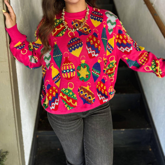Queen Of Sparkles - Jeweled Ornament Sweater