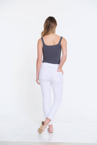 Multiples - Pull-on Ankle Pants With Front And Back Pockets