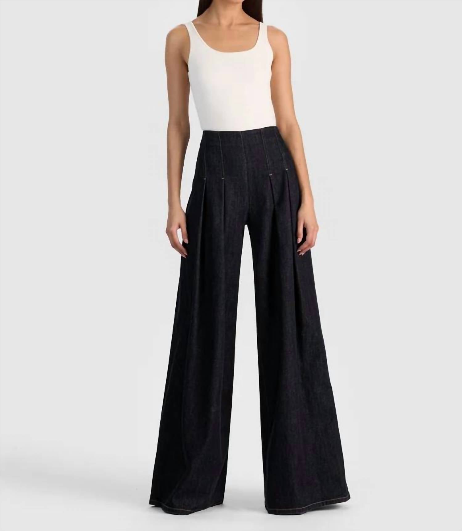 Alice + Olivia - Henry High Rise Pleated Denim Pant