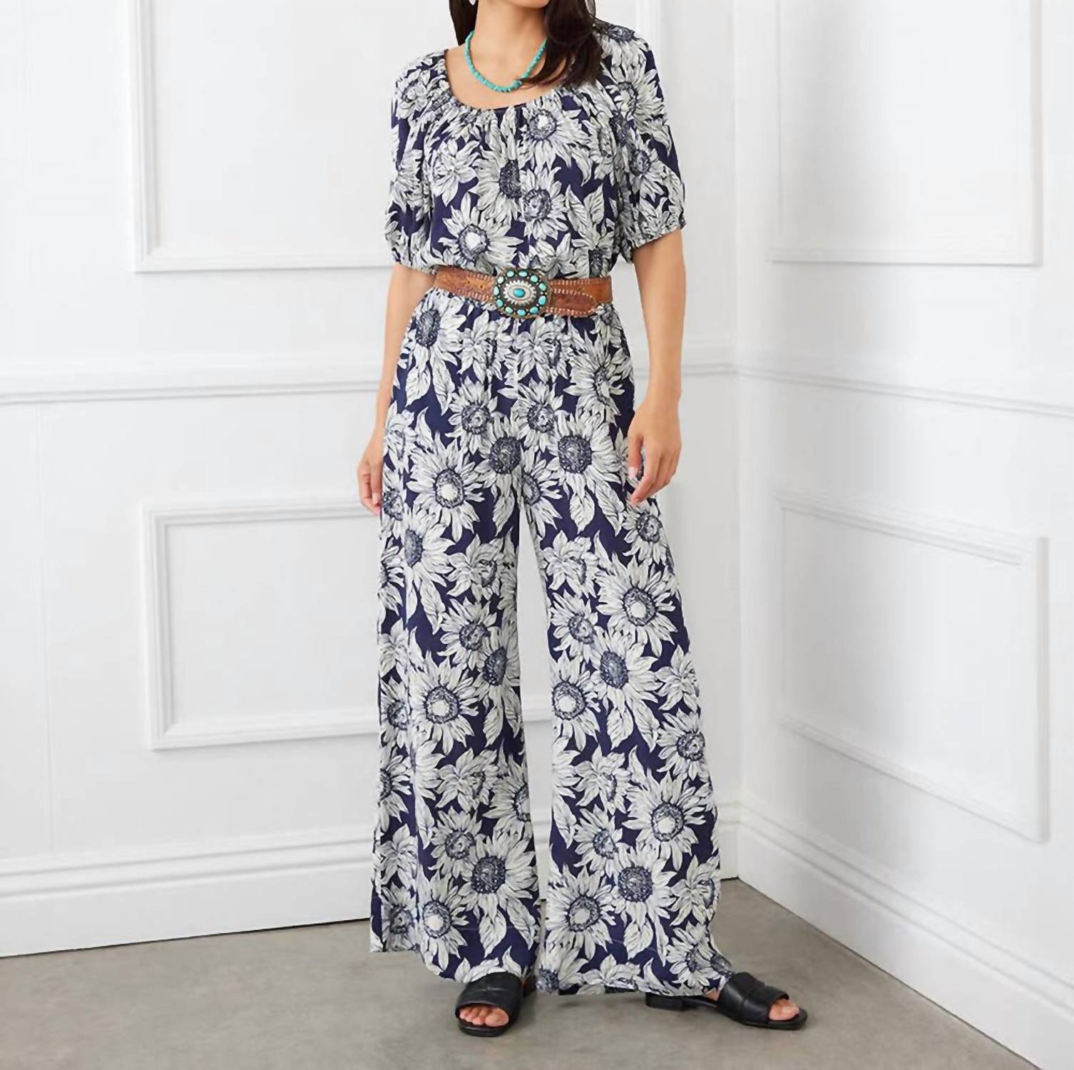 Karen Kane - Sabel Sunflower Print Wide Leg Pant
