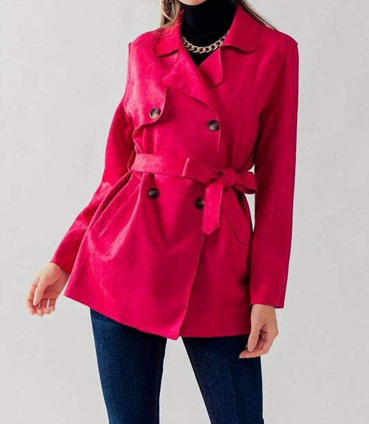 Love Tree - Double Breasted Soft Suede Trench Coat