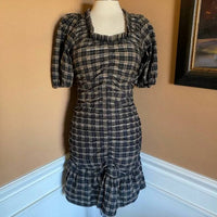 Ganni - Plaid Seersucker Mini Dress