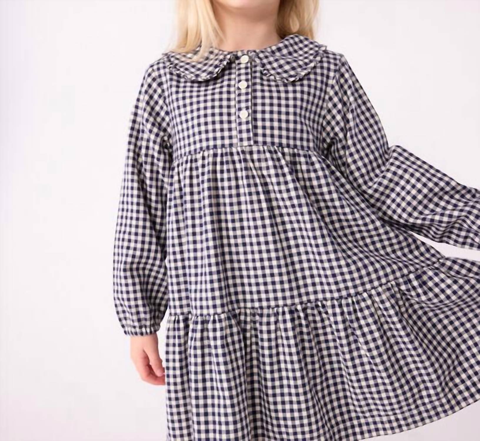 Petit Bateau - Girl's Check Collar Dress