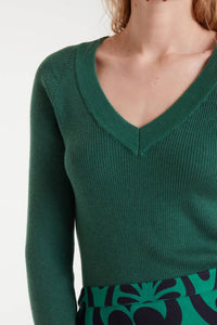 Compania Fantastica Deep V-neck Sweater in green - women's sweater - alternate view