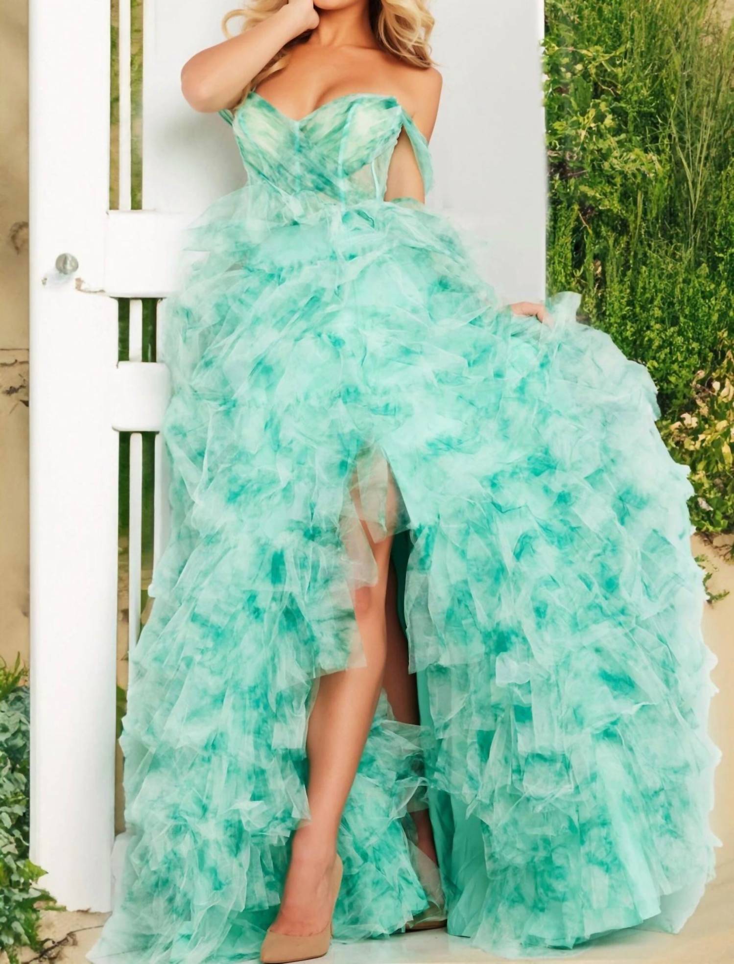 Jovani - Sweetheart Neck Off-shoulder Ballgown