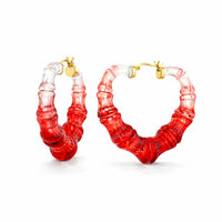 Gold & Honey - Women's Heart Bamboo Hoop Earrings