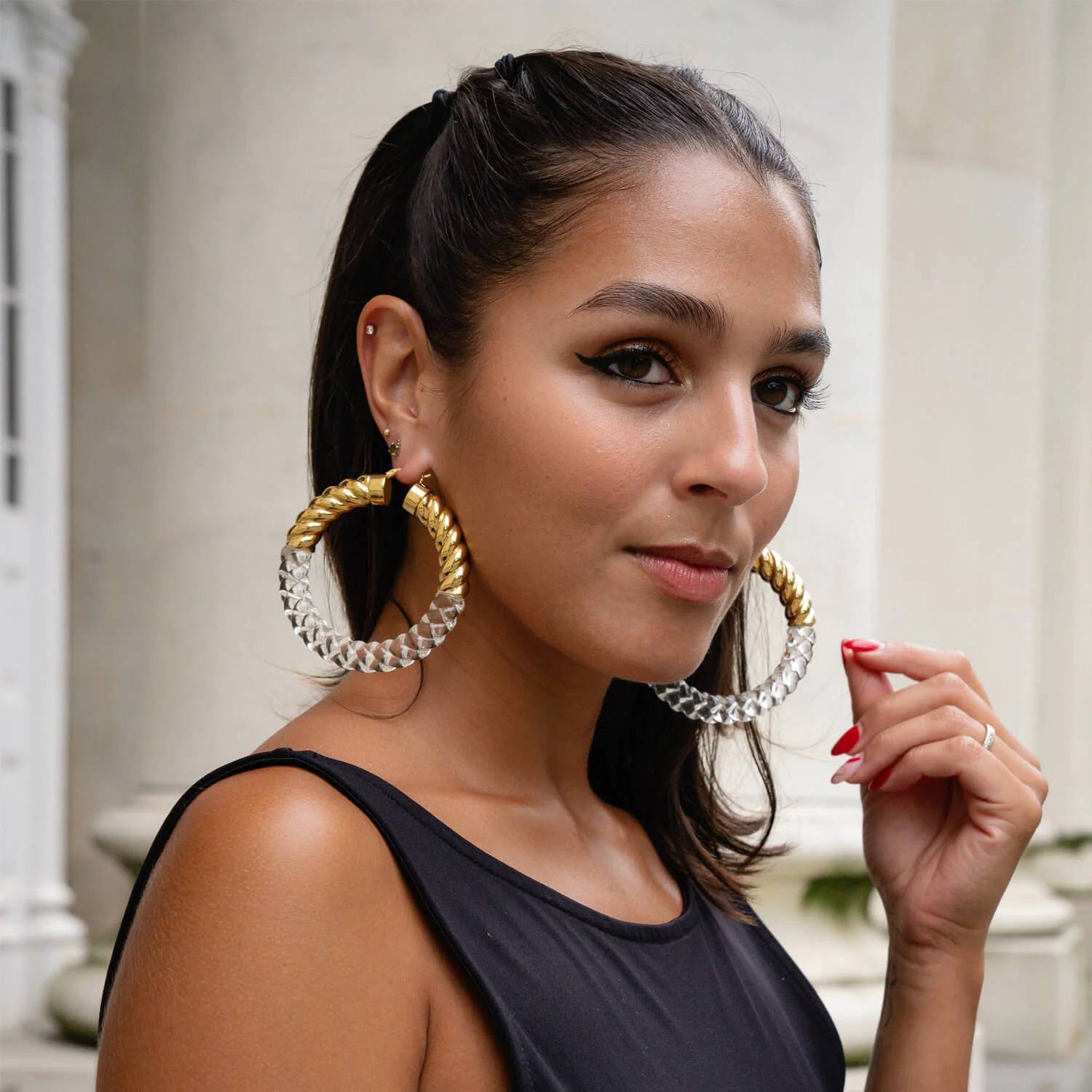 Gold & Honey - Women's Xl Chunky Rope Hoop Earrings