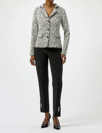 Joseph Ribkoff Abstract Jacquard Blazer Jacket in off white black - women's jacket - detail view