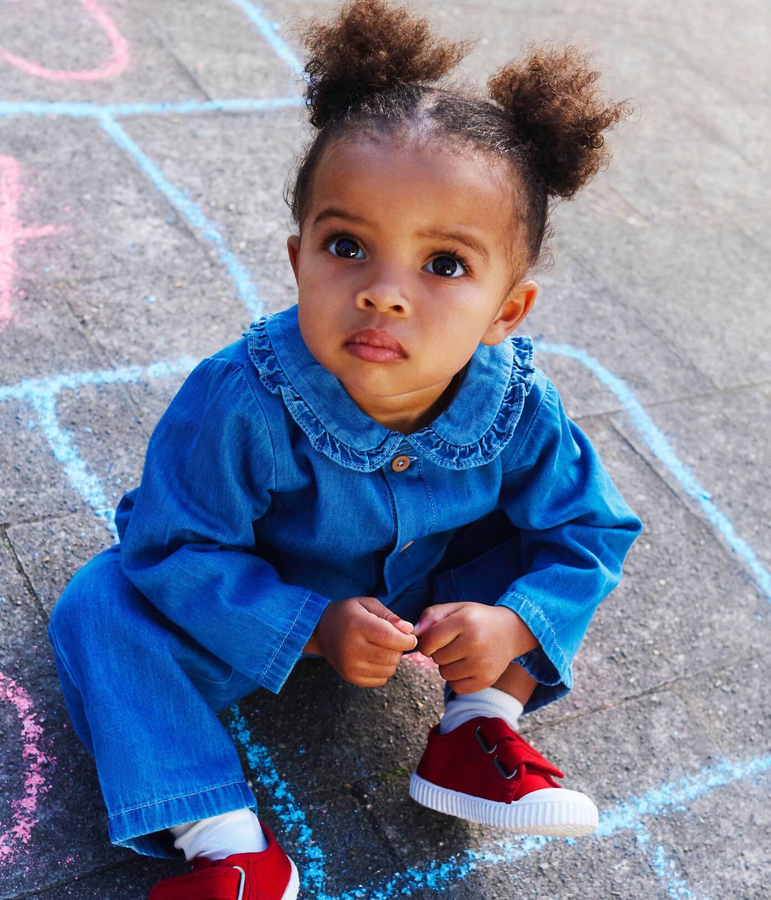 Petit Bateau Lightweight Denim Blouse in blue - kids' blouse