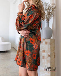 Oddi - High Neck Collar Mini Dress