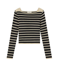 Frame - Women's Boat Neck Striped Long Sleeve Sweater