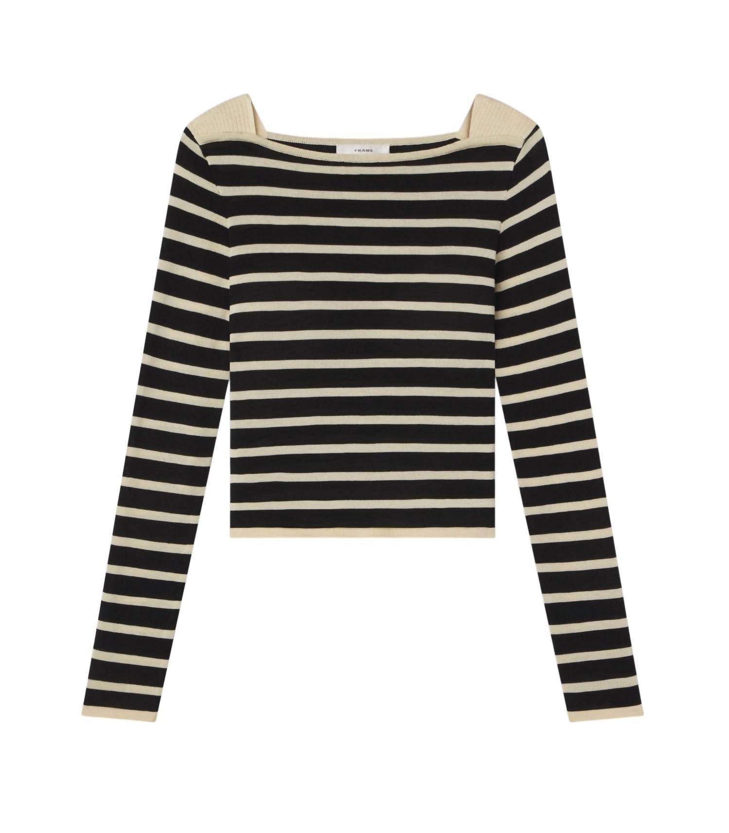 Frame - Women's Boat Neck Striped Long Sleeve Sweater