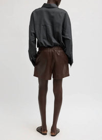 Tibi - Leather Pull On Shorts