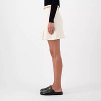 Gucci - Boucle Blended Skirt With Inverted Pleats And Gold Tone Gg Chain