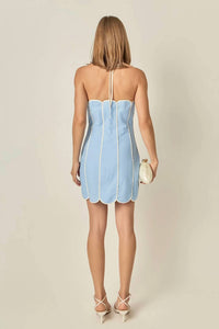 2.7 August Apparel - Scalloped Halter Mini Dress