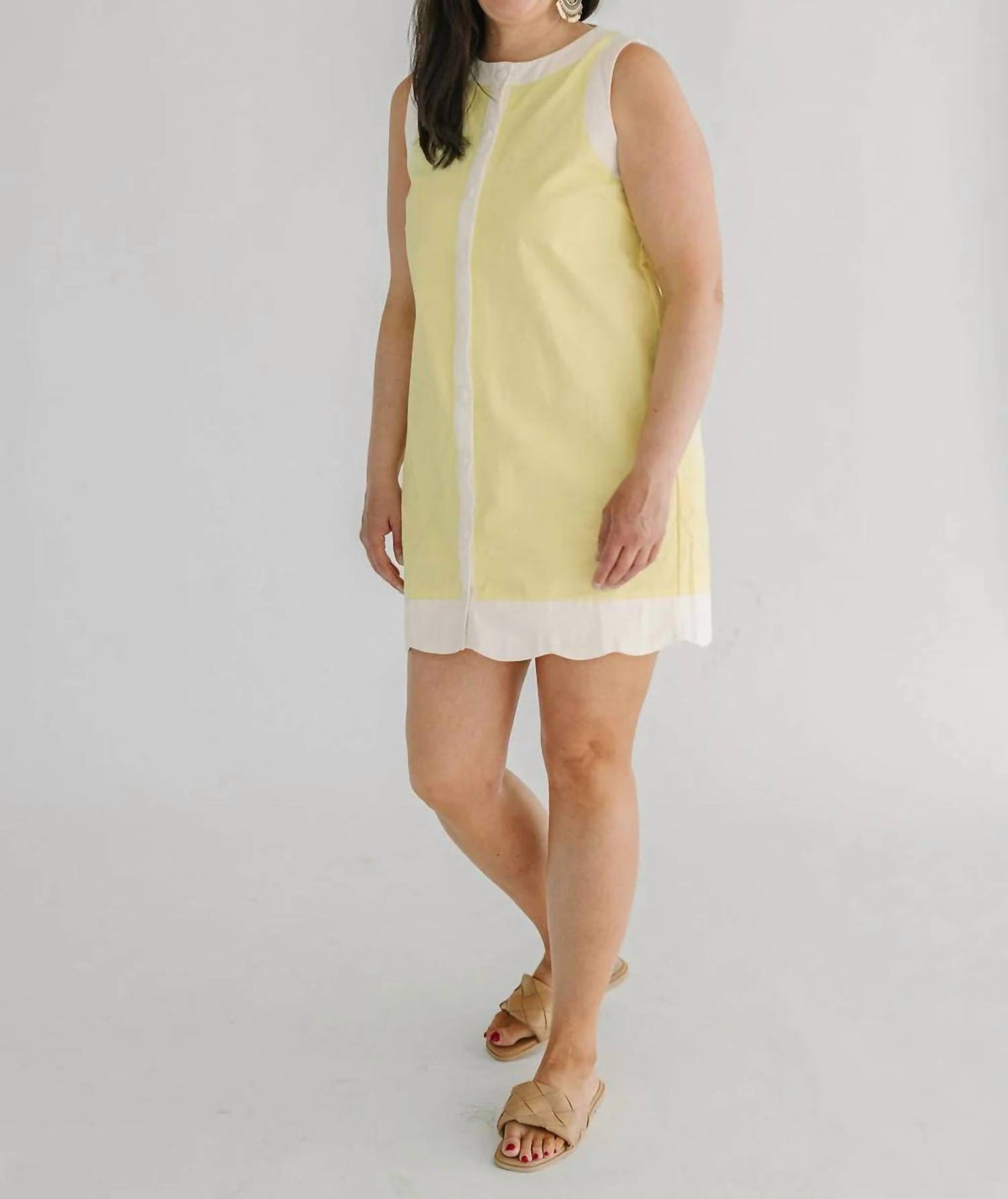Flying Tomato - Woven Solid Mini Dress With Snap Buttons