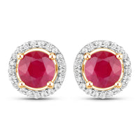 Diana M Jewels Women's Round Natural Ruby Stud Earrings (1.50 Ct) - Petite in 14k yellow gold - women's item