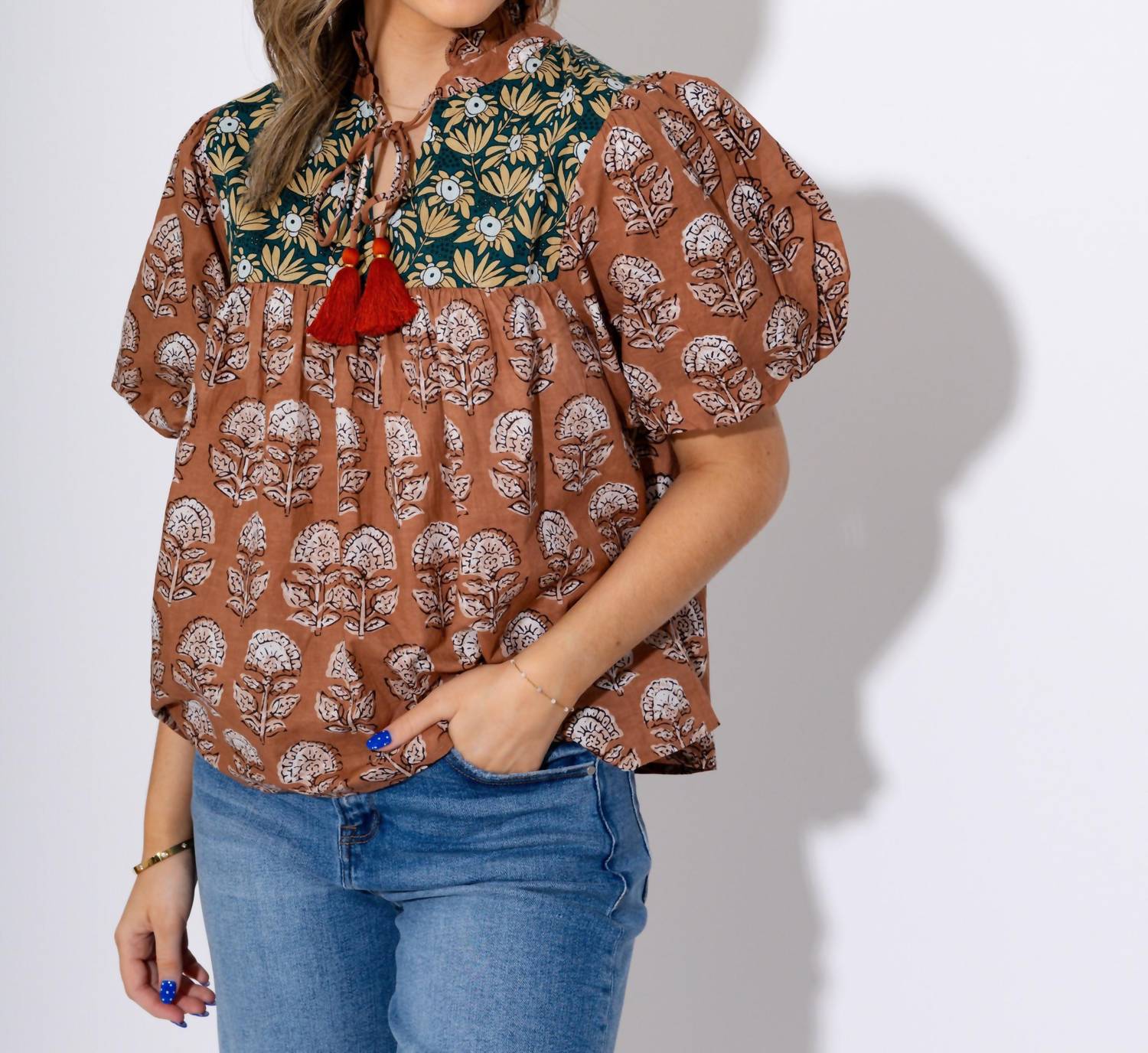 Thml - Floral Affairs Neck Tie Top