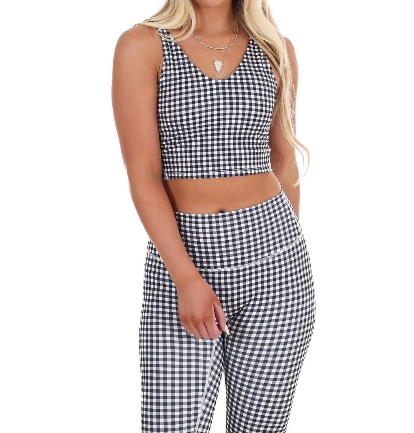Kimberly C - Gingham Glow Cropped Tank Top