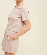 Listicle - Ribbed T-Shirt and Shorts Lounge Set