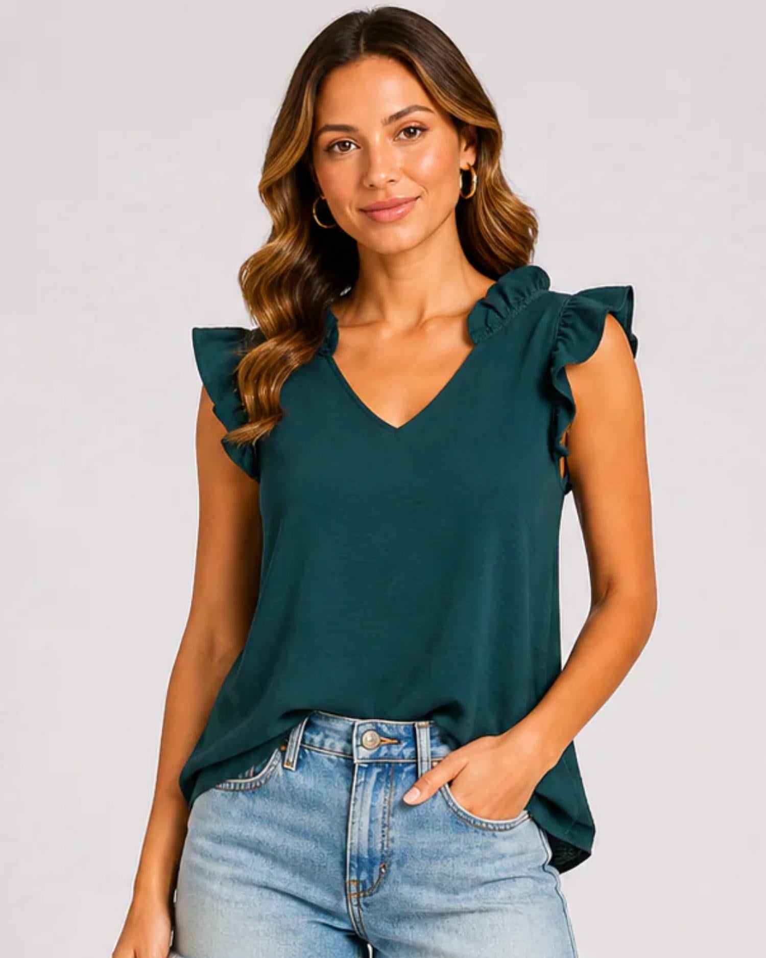 Les Amis - Sophia Ruffle Trim Tank Top