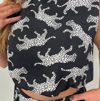 Kld. Signature - Animal Print Bubble Hem Crop Top