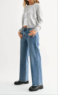 Just Black Denim - Mid Rise Slim Wide Leg Jeans