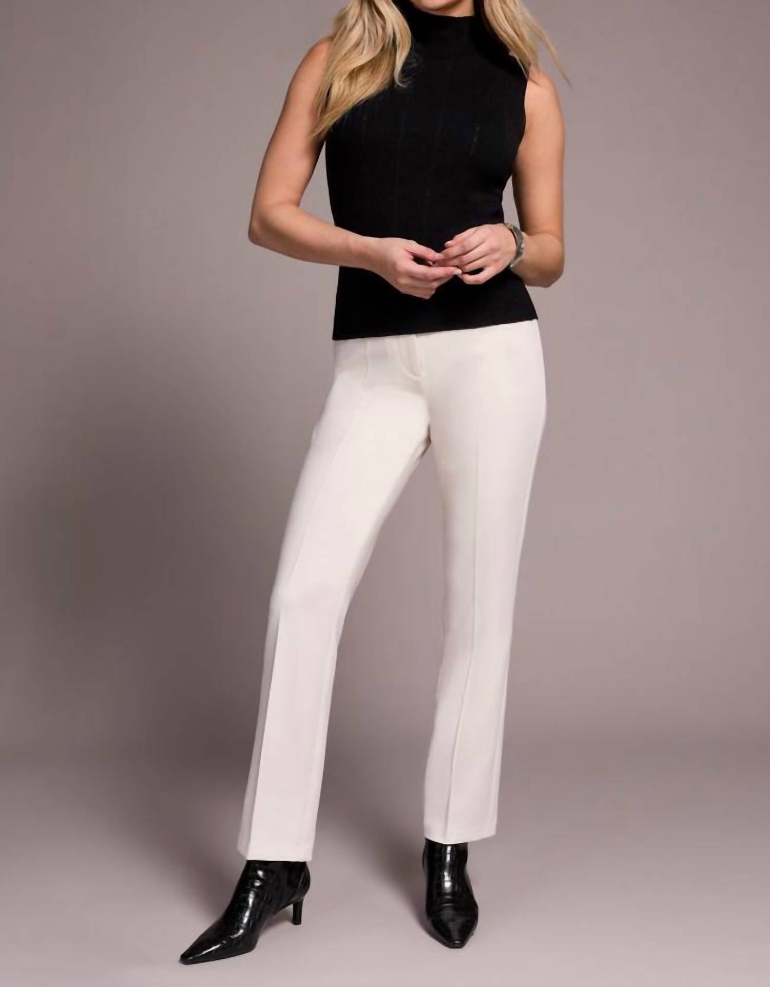 Tribal - Textured Sleeveless Mock Neck Top