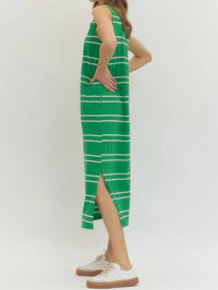 entro Polo Stripe Midi Dress in green - women's dress - alternate view