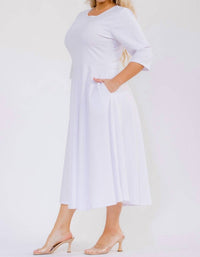 Karen T Design A-line Midi Dress in white - women's dress - view 4