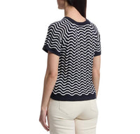Lilla P Wave Stitch Sweater in navy white - women's sweater - view 6