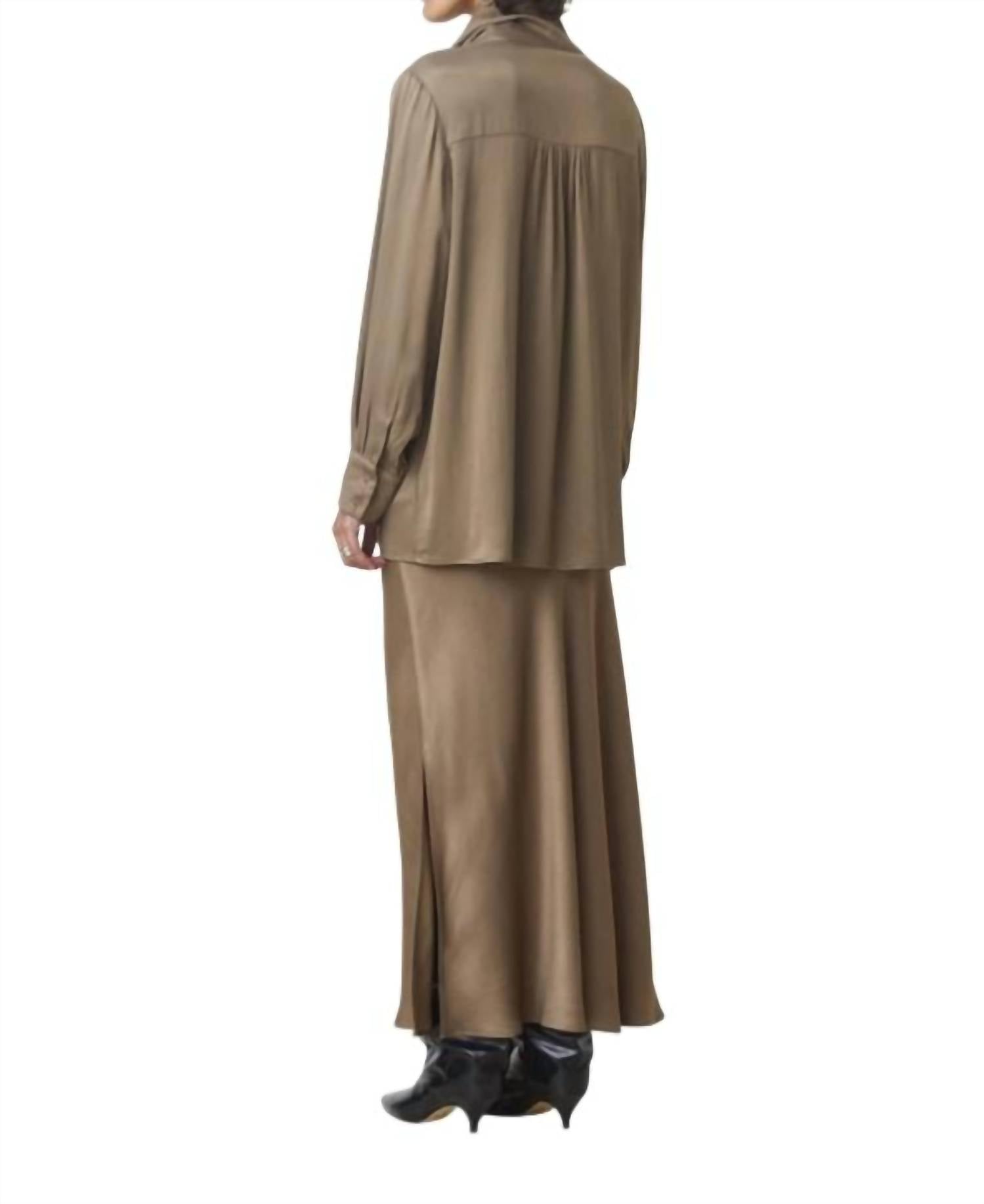 Suncoo - Lino Satin Blouse With Draped Collar