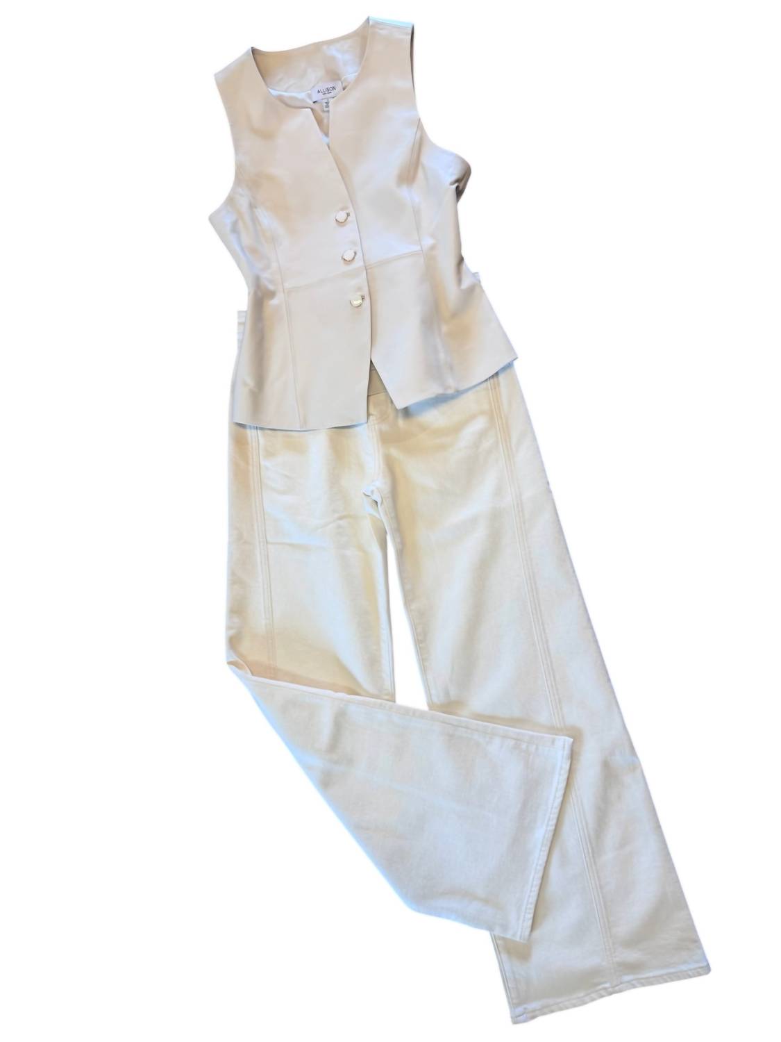 AG Jeans Women's Saige High Rise Wide Leg Trousers in powder ecru - women's jeans - view 7