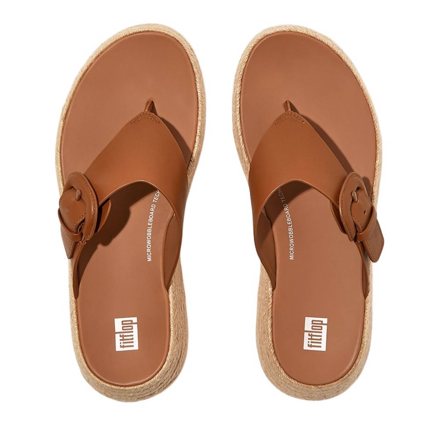 Fitflop - Women's F-mode Espadrille Adjustable Leather Flatform Toe Post Sandal