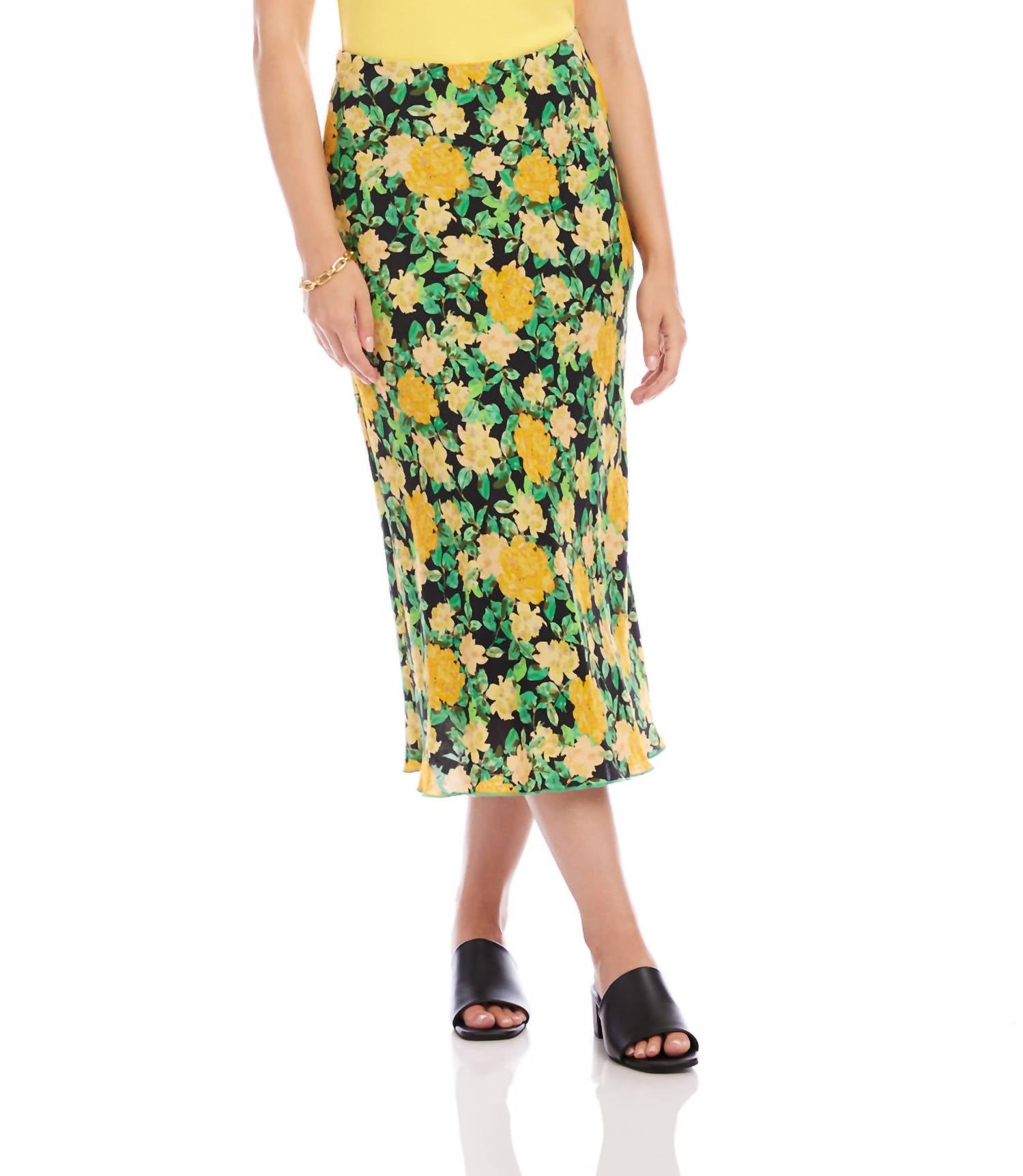 Karen Kane Bias Cut Midi Skirt in floral print - women's skirt