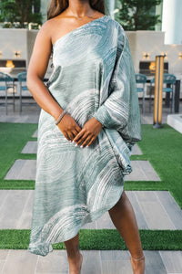 Tyche - Satin Asymmetrical One Sleeve Dress