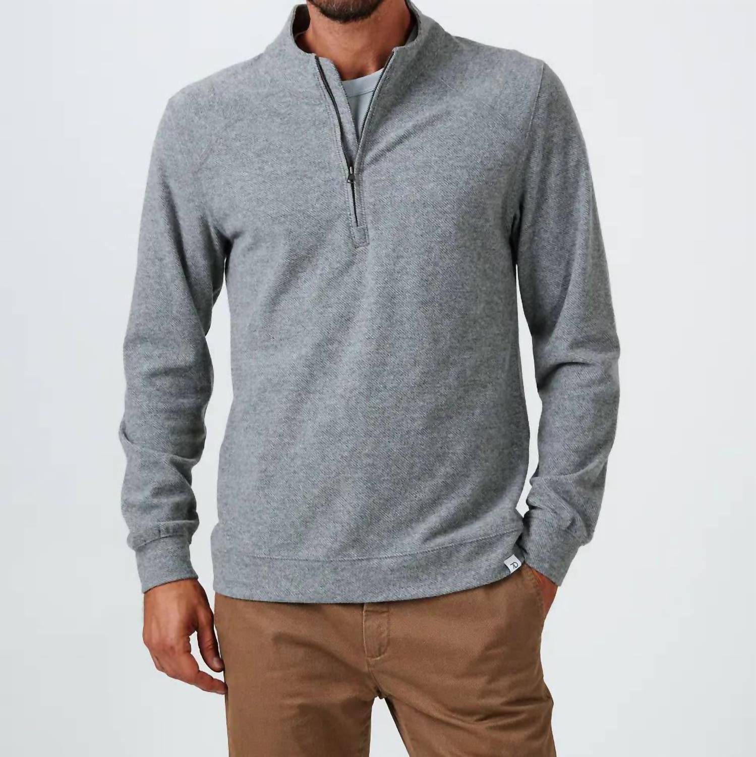 7Diamonds Men's Generation Quarter Zip Pullover in grey - men's sweater - detail view