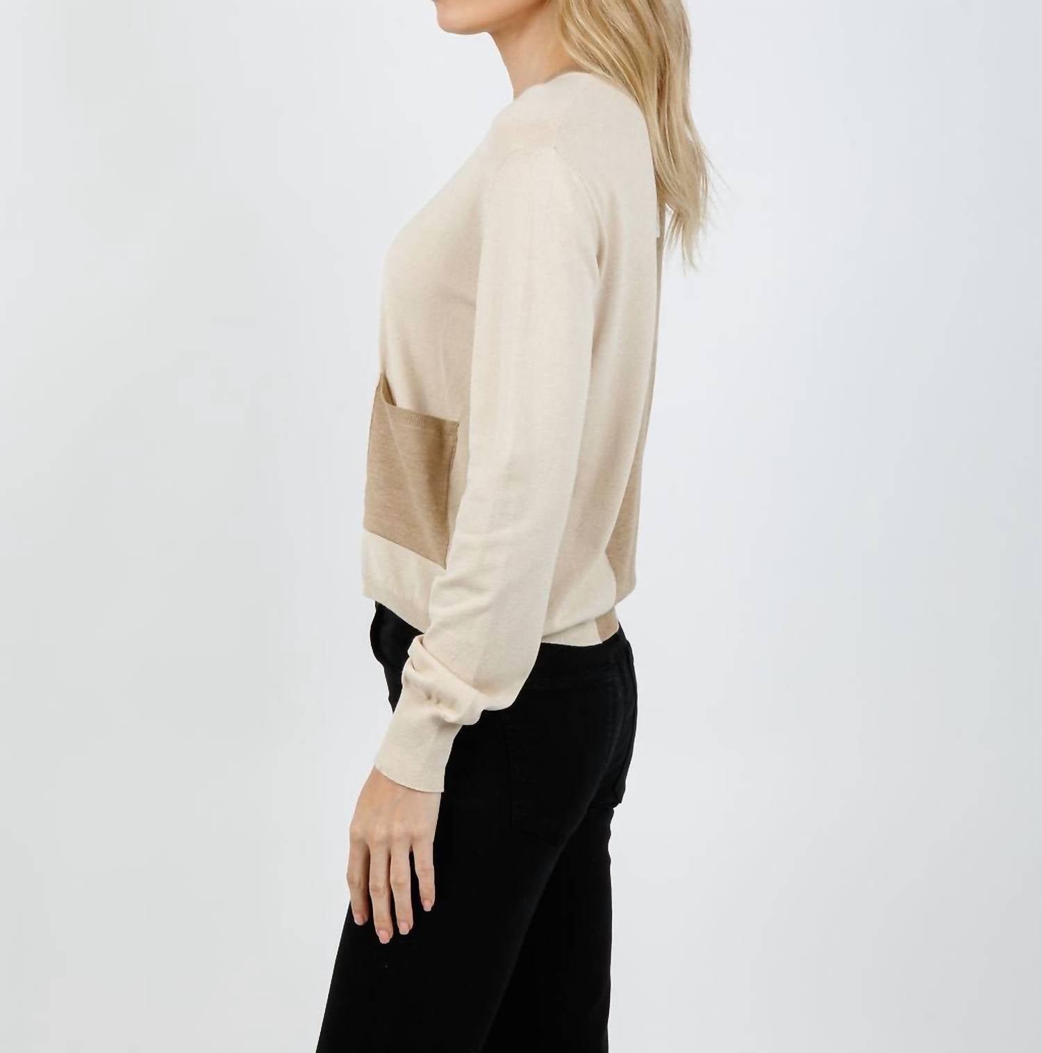 Aldo Martins Double Pocket Crew Sweater in ivory - women's sweater - alternate view