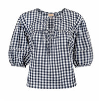 Sunshine Tienda Gingham Mira Top in navy - women's blouse - view 4
