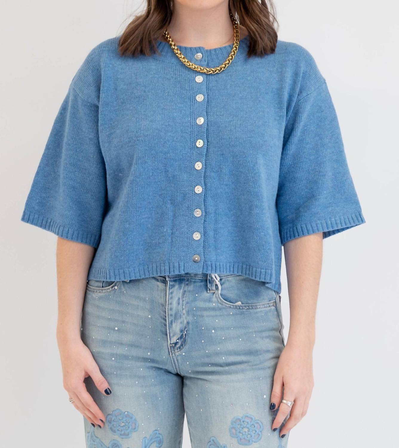 MOD REF Stacey Cardigan in blue 1 - women's cardigan