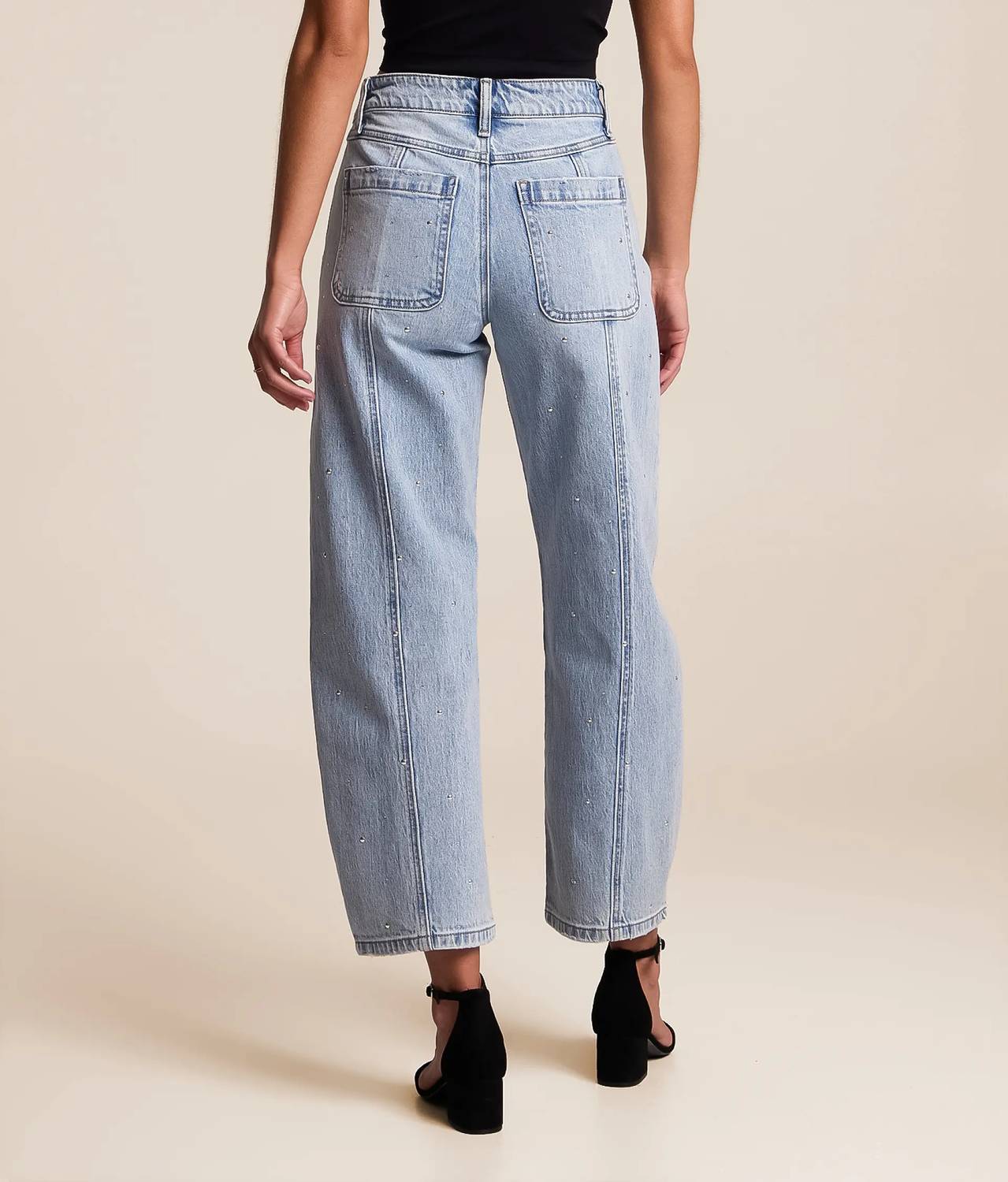 Vervet By Flying Monkey - Studded Sia Barrel Denim Jeans