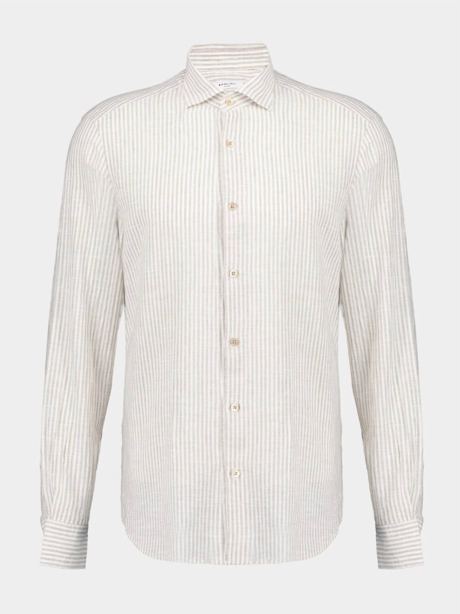 Boglioli - Men's Striped Striped Cotton-linen Shirt
