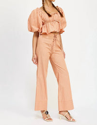 Jacquie The Label Kelsey Stripe Pants in apricot stripe - women's pants - alternate view