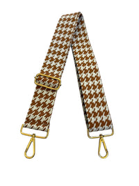 Made in Italy Women's Woven Guitar Style Bag Strap in italy women s woven guitar style bag strap in brown white houndstooth - women's item - detail view