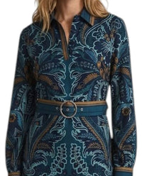 Anna Cate Tally Long Sleeve Dress in blue floral - women's dress - alternate view