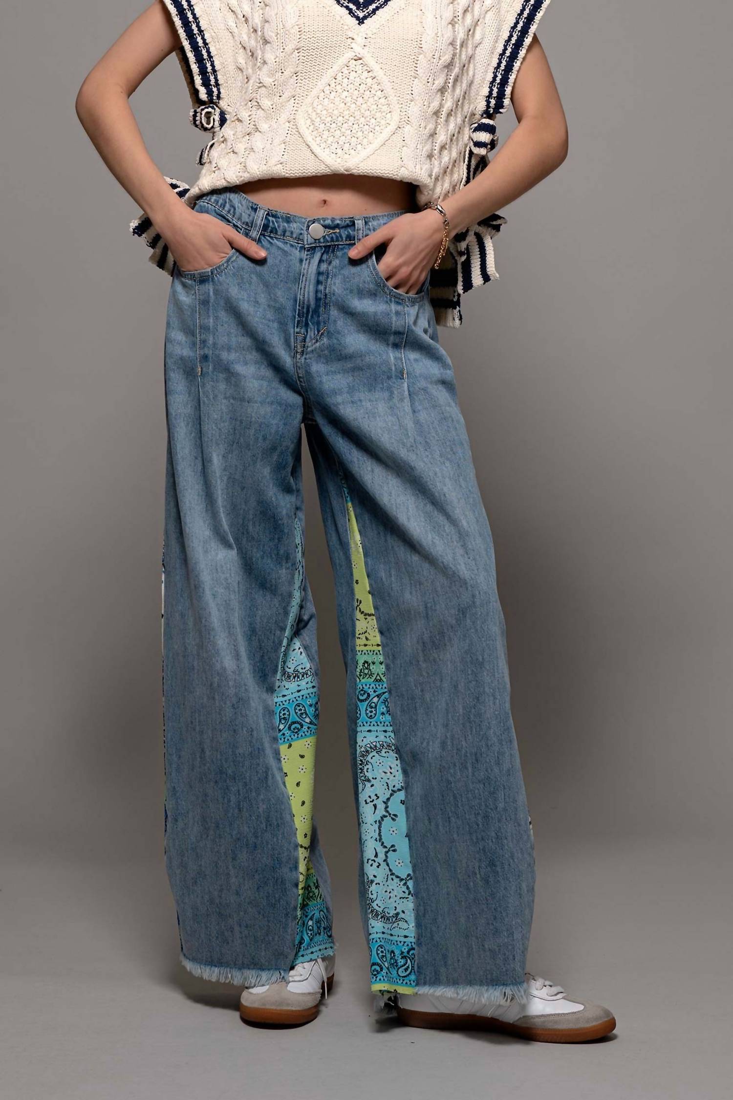 Trend:Notes - Bandana Wide-leg Denim Jeans
