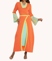 Donna Vinci Women's Two-piece Jacket & Skirt Set in orange mint - women's skirt