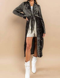 Ces Femme - Mena Metallic Open Front Tie Long Duster