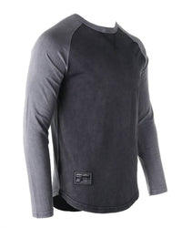 Zimego - Athletic Fit Baseball Retro Contrast Long Sleeve Raglan Tee