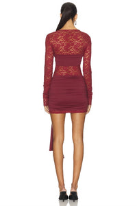Lioness Midnight Mini Dress in garnet - women's dress - detail view